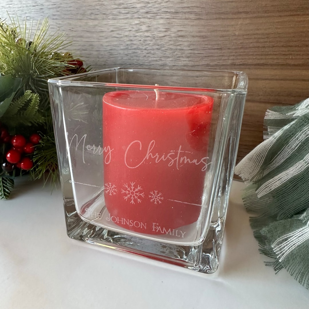 Custom Engraved Candle Holder, Glass Candle Holder, Christmas Gift