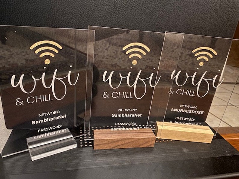 Personalized Wooden Wifi Sign, Wifi Password Sign, Business Wifi Sign, Wifi Network Password Engraved Sign, Wooden Sleek Wifi Sign bild 7