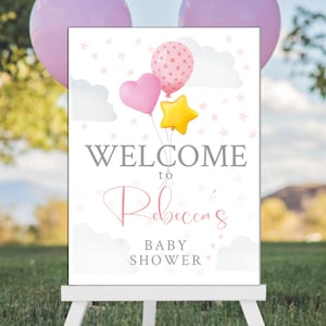 Colorful Balloons Baby Shower Welcome Sign: Personalized Baby Sprinkle Decor