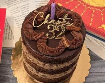 Personalized Chapter Birthday Cake Charm, Book Club Birthday