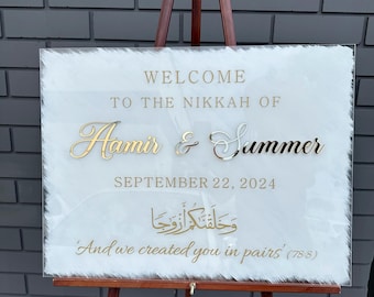Personalized Acrylic Nikkah Sign: Islamic Wedding Welcome Decor