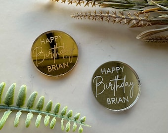 Custom Engraved Birthday Cake Charm: Mirror Acrylic Party Decor