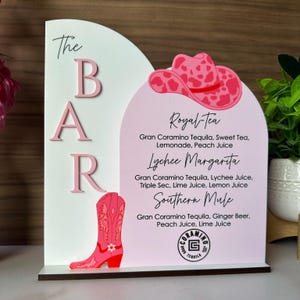 Cowgirl-Barbie-Geburtstags-Menü-Schild, Cowgirl-Party-Menü-Brett, anpassbares Cowgirl-Barbie-Menü-Schild, Western-Thema-Barbie-Geburtstags-Menü