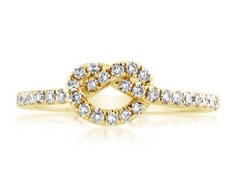 Diamond Love Knot Ring Yellow Gold