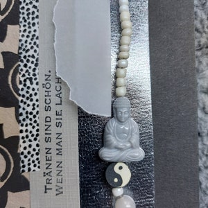 Carte de deuil, carte de sympathie, carte de condoléances, faite à la main, les larmes sont belles quand on en rit, Bouddha, Ying Yang