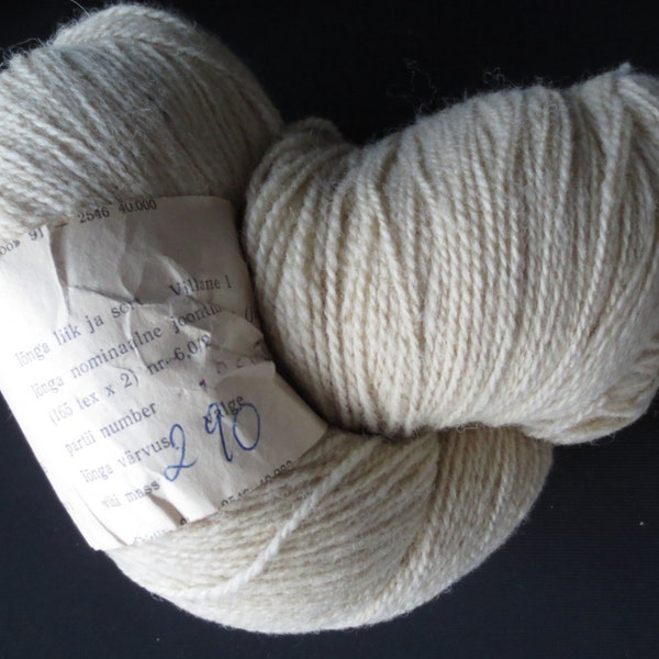 Natural White Sheep Wool Vintage Yarn Natural Un-Dyed Knitting Thread made in 1990's, 290g/10,2 oz