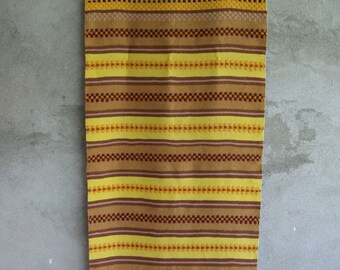 70&#39;s Hand Woven Wool Tapestry Carpet Wall Hanging Rug Mat Size 23&quot; x 59&quot; Woven Textile Wall Home Decor Textile Art