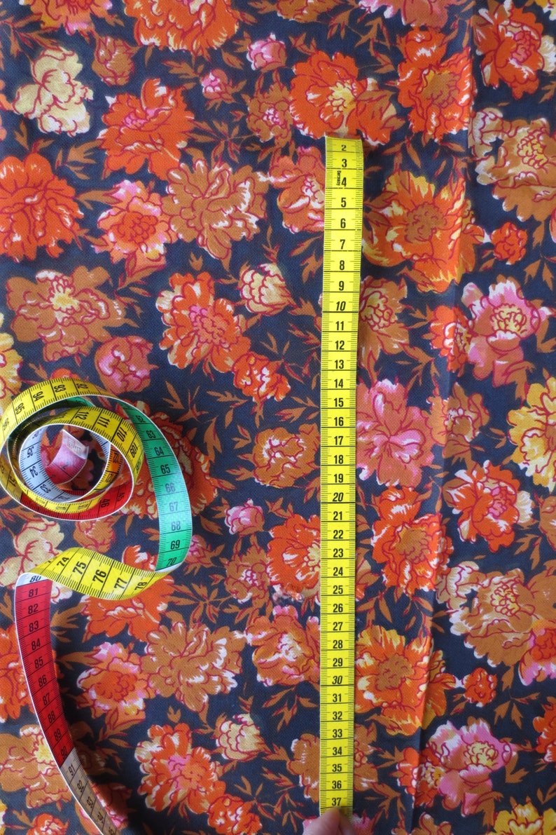 Vintage Rayon Fabric 70's artificial silk printed floral Etsy