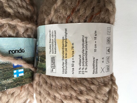 3 Skeins Wool Yarn Vintage Brown Yarn Knitting Supplies Crochet Thread Vintage Yarn 150 Grams Made In Finland Rondo Tundra Yarn