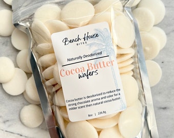 Raw Cocoa Butter Wafers Naturally DEODORIZED, Organic Non-GMO, Light rich chocolate aroma Scent, DIY Skin Care Body Moisturizer