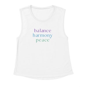 Balance Harmony Peace Tank Top: Women&#39;s Workout Yoga Shirt