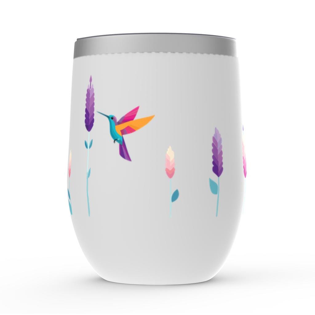 Lavender Fields Hummingbird Stemless Wine Tumbler: Insulated Outdoor Cup