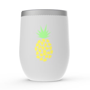 Pineapple Stainless Steel Stemless Wine Tumbler: Insulated Summer Cup