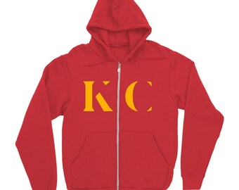 KC Football Zip-Up Hoodie: Red & Yellow Kansas City Sweatshirt