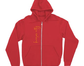 Kansas City Football Zip-Up Hoodie: Red & Yellow Sweatshirt