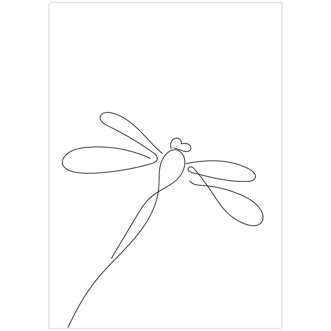Original Dragonfly Line Drawing 2 Whimsical Premium Art Etsy