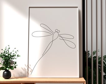 Minimalist Dragonfly Line Art Print: Modern Wall Decor (Digital Download)