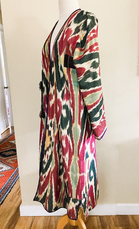Vintage Uzbek Cotton Chapan, Coat Ikat Woman's Si… - image 9
