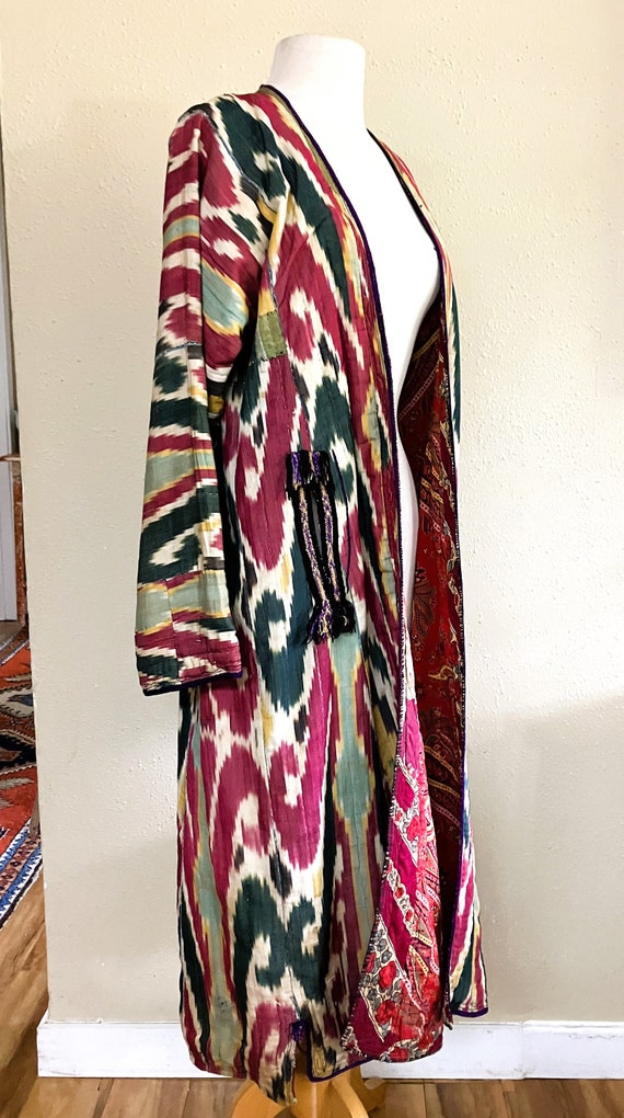 Vintage Uzbek Cotton Chapan, Coat Ikat Woman's Si… - image 3