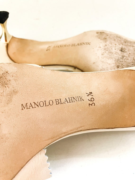 Vintage MANOLO BLAHNIK Kitten Heel Sandals / Tan … - image 6