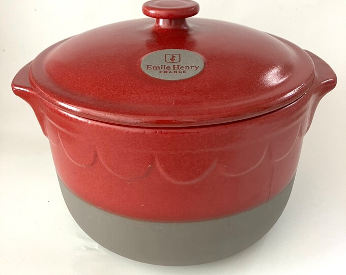 EMILE HENRY Dutch Oven Stewpot Red and Grey Flame Top Collection Model