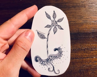 Etiqueta engomada de vinilo, flor de la paz