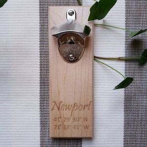 Magnetic Bottle Opener - Birthday Gift | Gift Ideas | Rhode Island Gift | Newport Gift | New Home Gift | Realtor Gift | Newport Coordinates