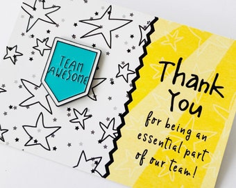 Employee Thank You Gifts, Staff Presents, Team Awesome Pin Badges