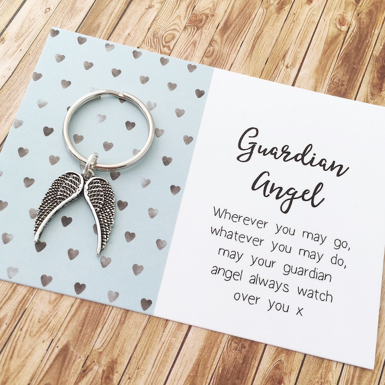 ideal baby shower gift! Mum-to-be pregnancy guardian angel wing keyring