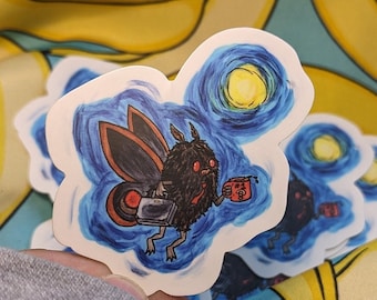 Mothman's Commute Sticker - Cryptid Office Worker Pride