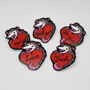 Valentine&#39;s Day Special Possum Love Pronoun Pin