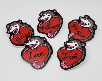 Valentine's Day Special Possum Love Pronoun Pin