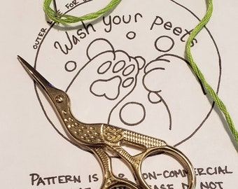 Wash Your Peets Embroidery Pattern