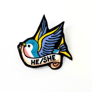 American Traditional Tattoo Style Pronoun Pin image 8