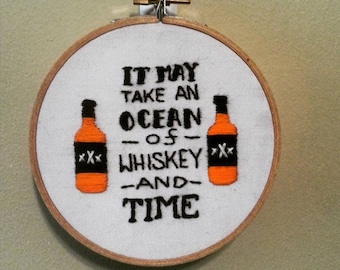 Whiskey and Time 5" Hoop Embroidery