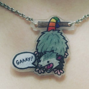 Gay Pride Possum Necklace