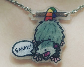 Gay Pride Possum Necklace