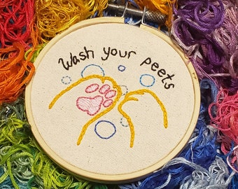 Wash Your Peets 3 inch hoop embroidery