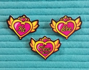 Magical Heart Pronoun Pin