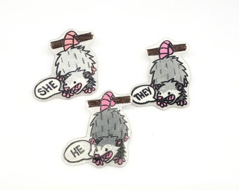 Screaming Possum Pronoun Pin