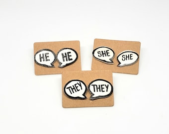 Cartoon Speech Bubble Pronoun Earrings