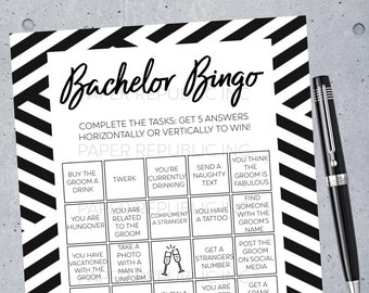 Bachelor Bingo - Gioco per addio al celibato gay - Addio al celibato gay - Gioco per addio al celibato - Bianco e nero - Download istantaneo - Fai da te