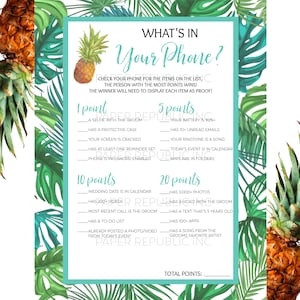 What&#39;s In Your Phone? - Gay Bachelor Party Game - Gay Bachelor Party - Bachelor Party Game - Tropical Pineapple - Instant Download