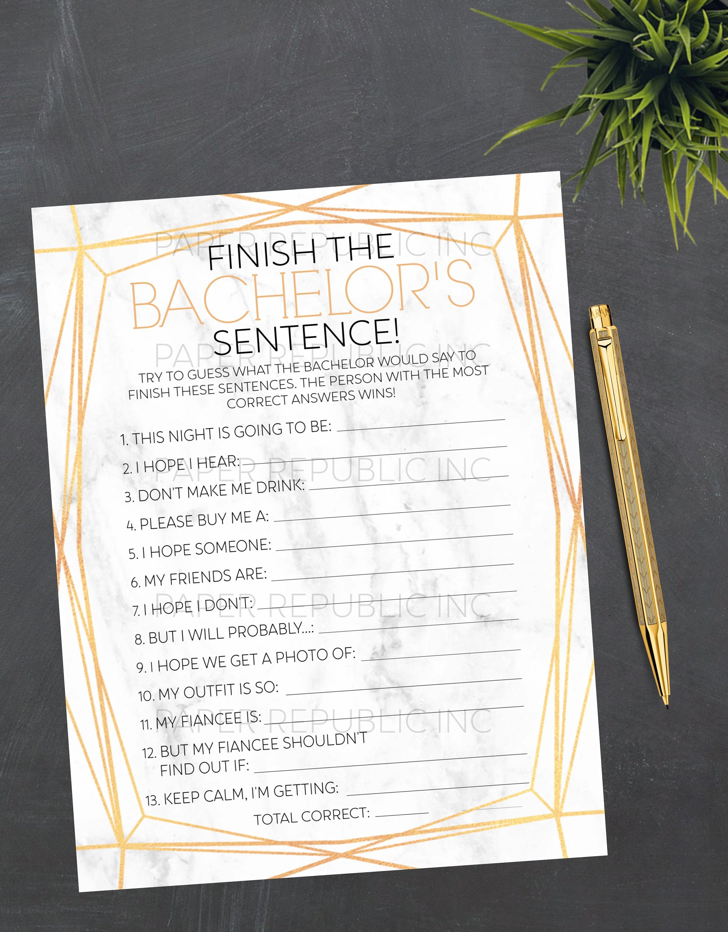 Finish the Bachelor's Sentence Gay Bachelor Party Game Gay Bachelor