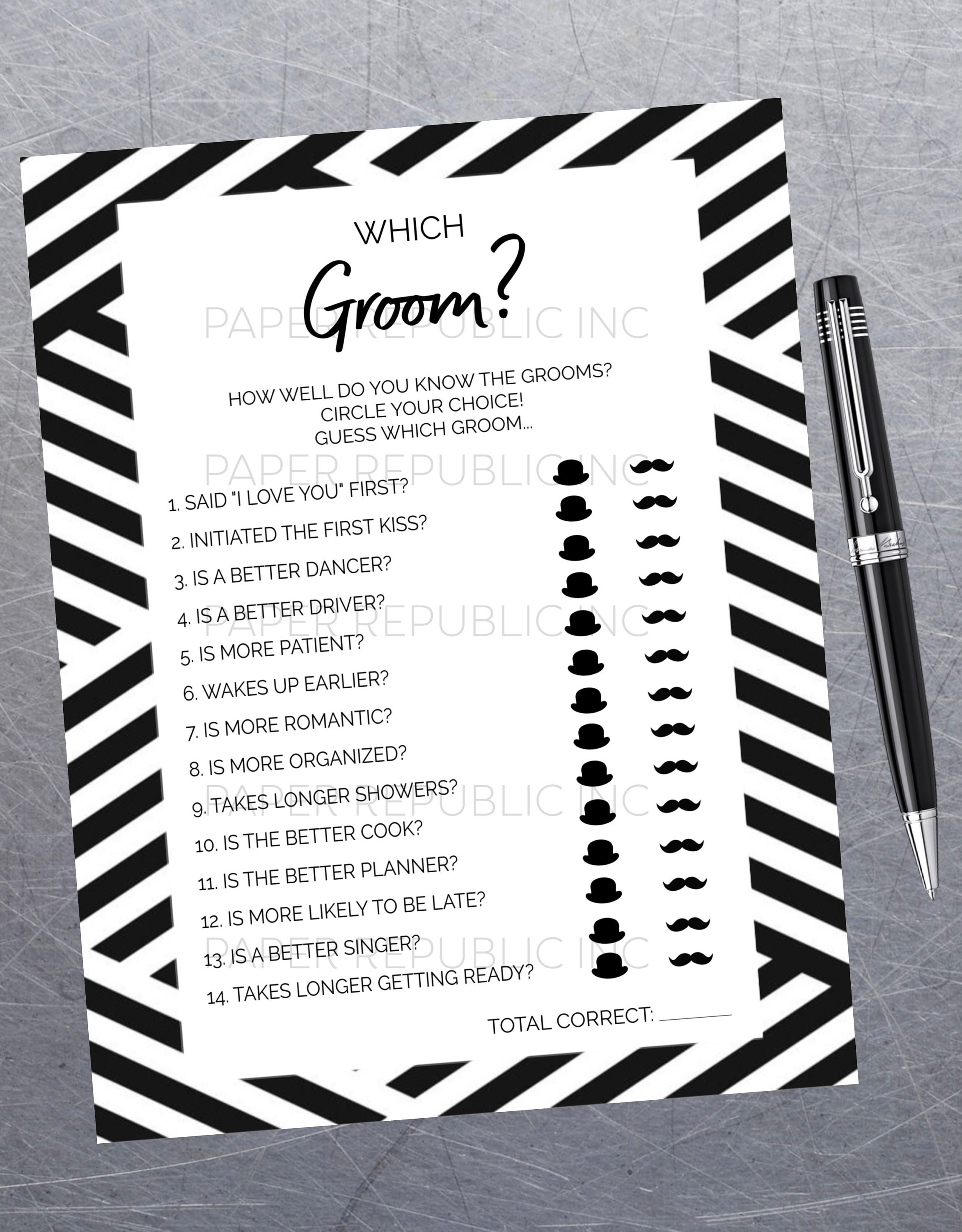 Which Groom Gay Bachelor Party Game Gay Bachelor Party Bachelor