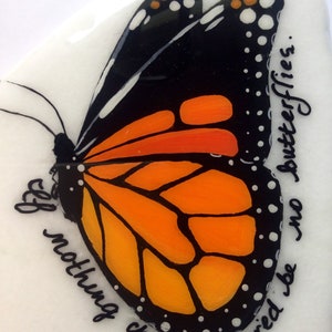 Monarch Butterfly hand painted on Santorini stone, one of a kind art, vibrant, bright and colorful rock art for home and garden decor
