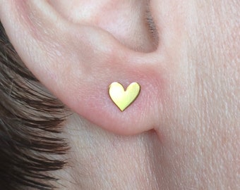 Heart Earrings Studs Sterling Silver Tiny and Thin Handmade Earrings Love Studs Valentine Jewelry