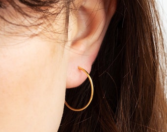 Hoop Earrings Solid 14K Gold 100% Handmade , Dainty Hoop Earrings , Minimalist Gold Hoops , Gold Hoop Earrings Various Sizes