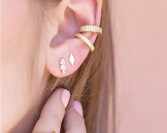 Or 18K Bijou d/'oreille Set Pave oreille poignets oreille Wrap non percés Bijou d/'oreille Set Oreille