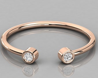 Open Gold Diamond Wedding Band , Petite Diamond Wedding Ring , Eternity Minimal Ring , Stacking Diamond Ring , Handmade Ring Thin Ring